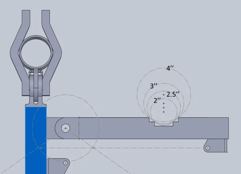 Diagrama de fijación: abrazadera U compatible con pipes de 2, 2,5, 3 y 4 pulgadas